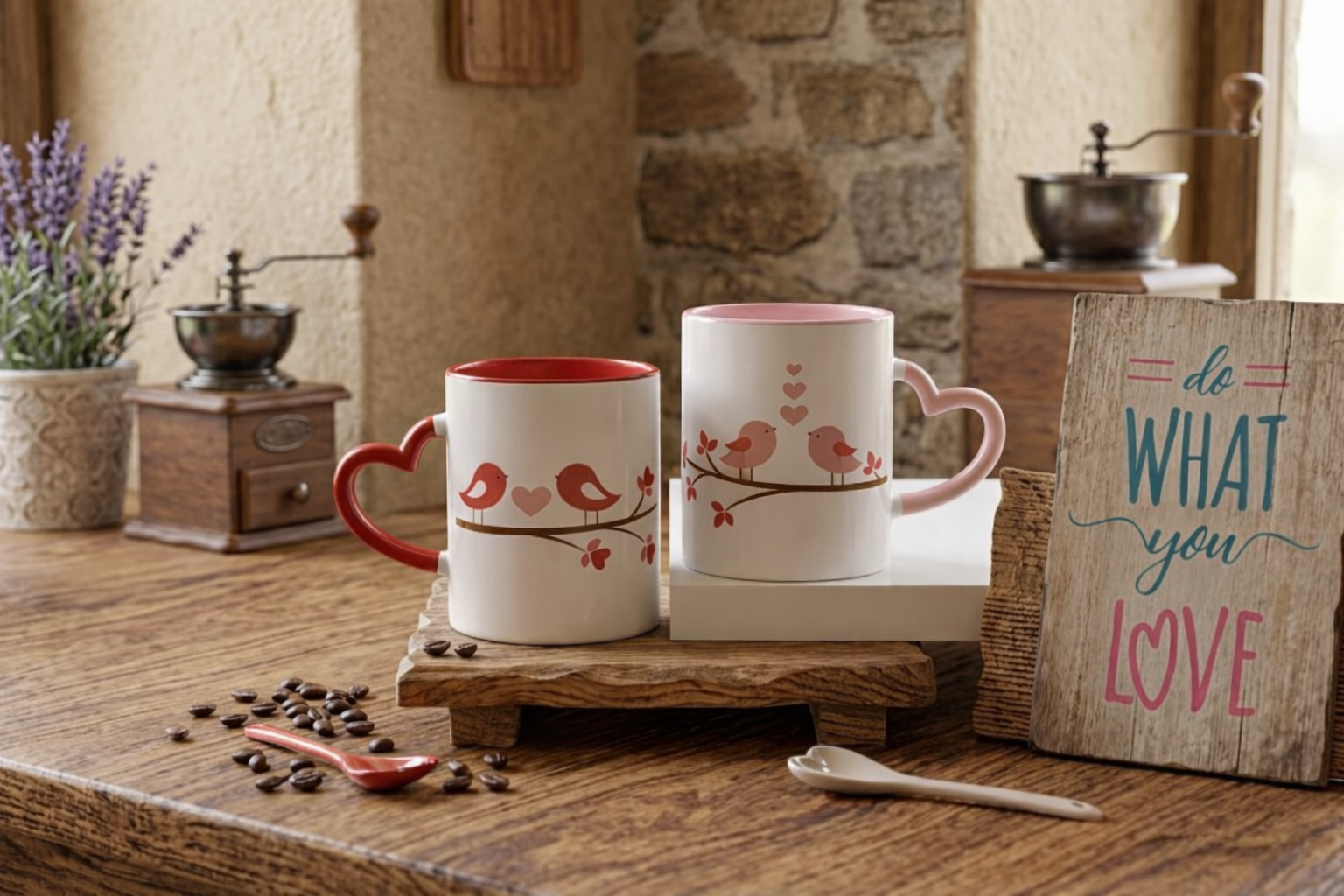 Ly sứ song màu quai tim dành cho các cặp đôi