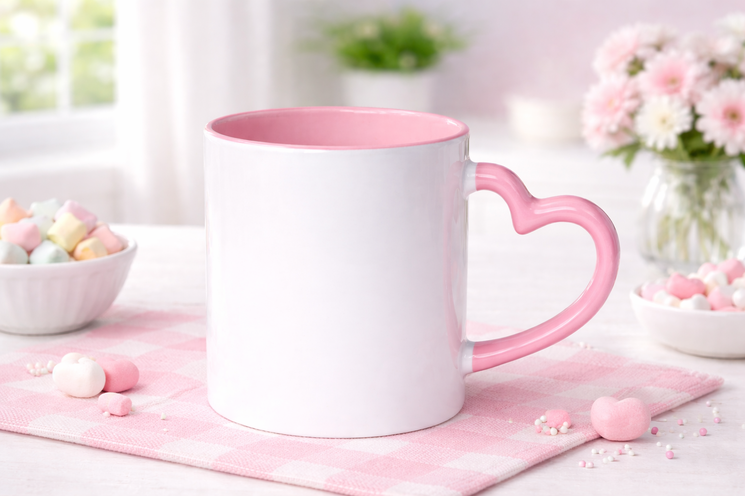 Ly sứ song màu quai tim phong cách Hàn Quốc