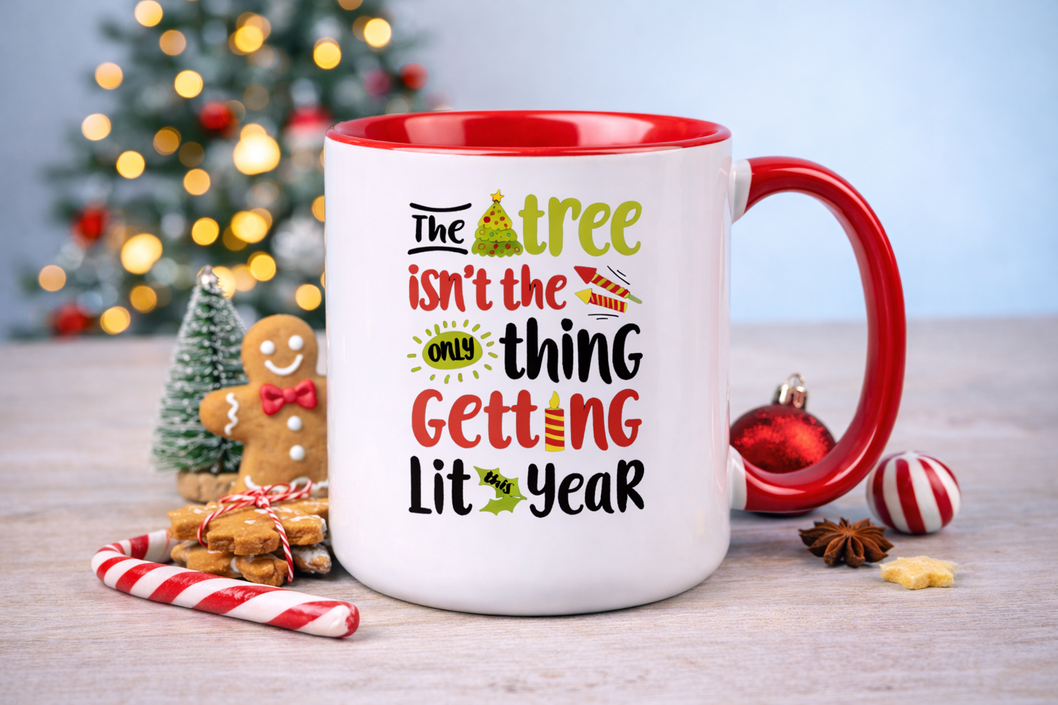 Ly sứ song màu quai tròn giáng sinh decor