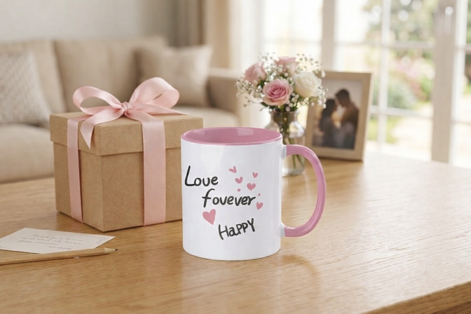 Ly sứ song màu quai tròn phối chữ